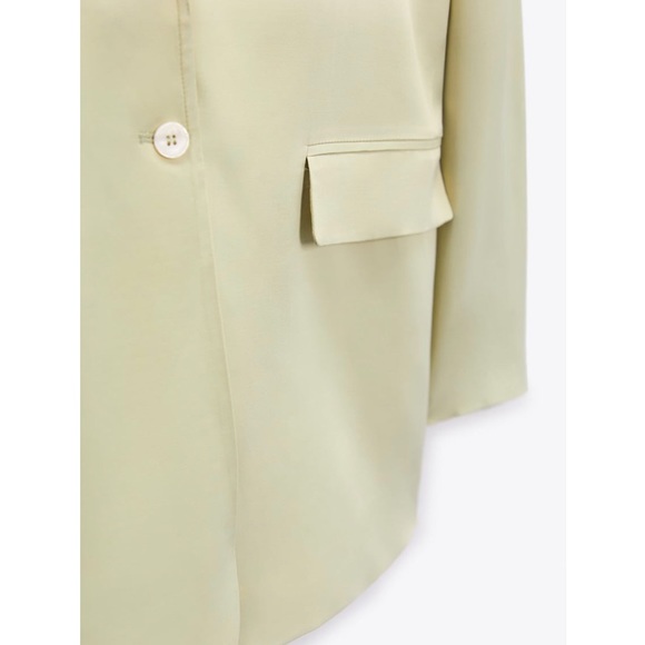 NWT Zara SATIN EFFECT BLAZER SEA GREEN M - Picture 9 of 15